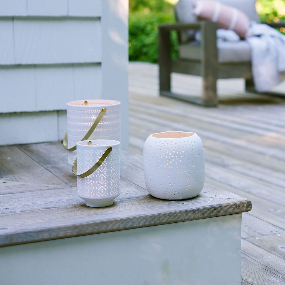 Pierced Constellation Vases & Hurricanes White West Elm UK